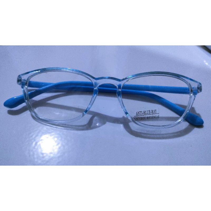 KACAMATA ANAK ANTI RADIASI HP KOMPUTER LENSA BLUERAY MODEL CAT EYE (FREE BOX)-BIRU