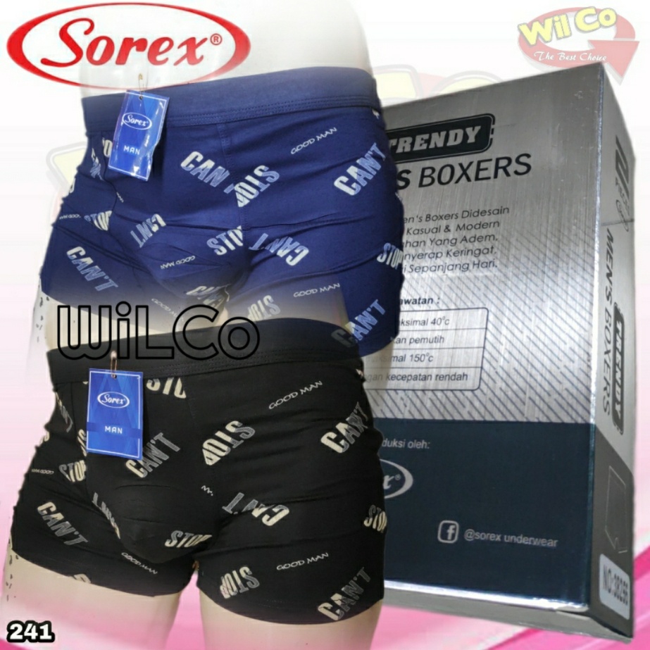 K241D - (DIJUAL PER 1 BOX ISI 2 Pcs) CELANA DALAM BOXER PRIA SOREX SIZE M - XL