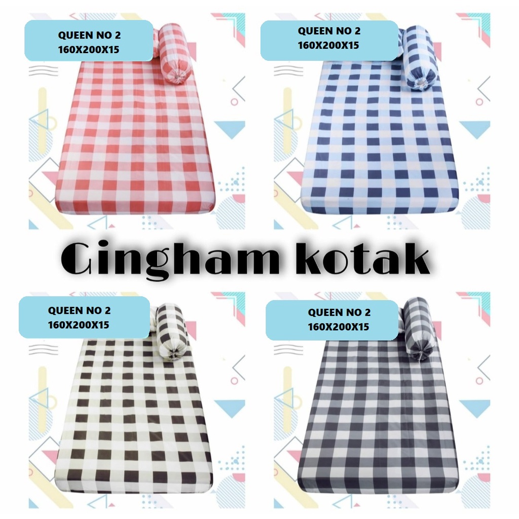 Sprei Motif Gingham Kotak Uk 160x200 (Queen No 2)