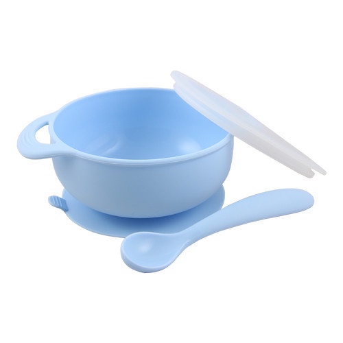 ♥BabyYank♥ BABYQLO SILICONE BOWL WITH CAP &amp; SPOON BQ8010 BPA FREE