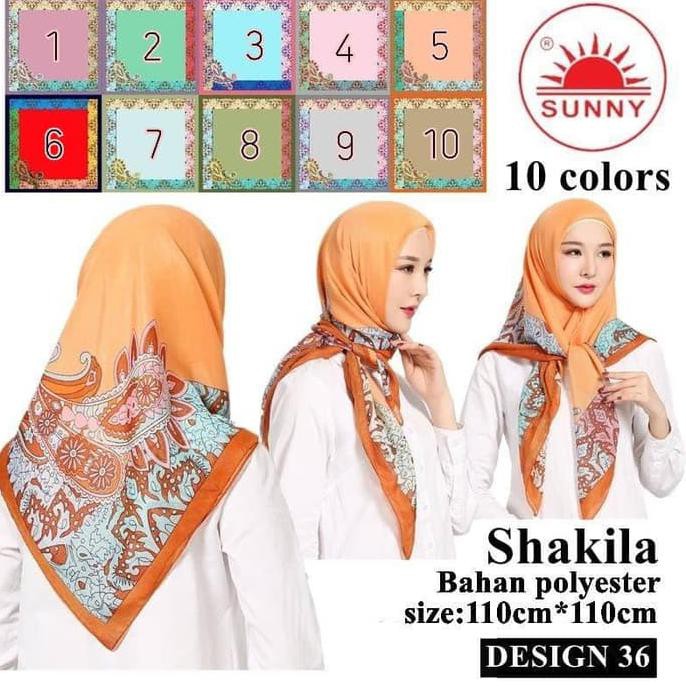 Jilbab Segi Empat Katun Motif Bunga - seri : SHAKILA - 36