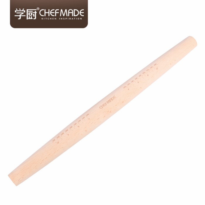 chefmade wk9836 wooden rolling pin 18inch / alat gilas adonan roti