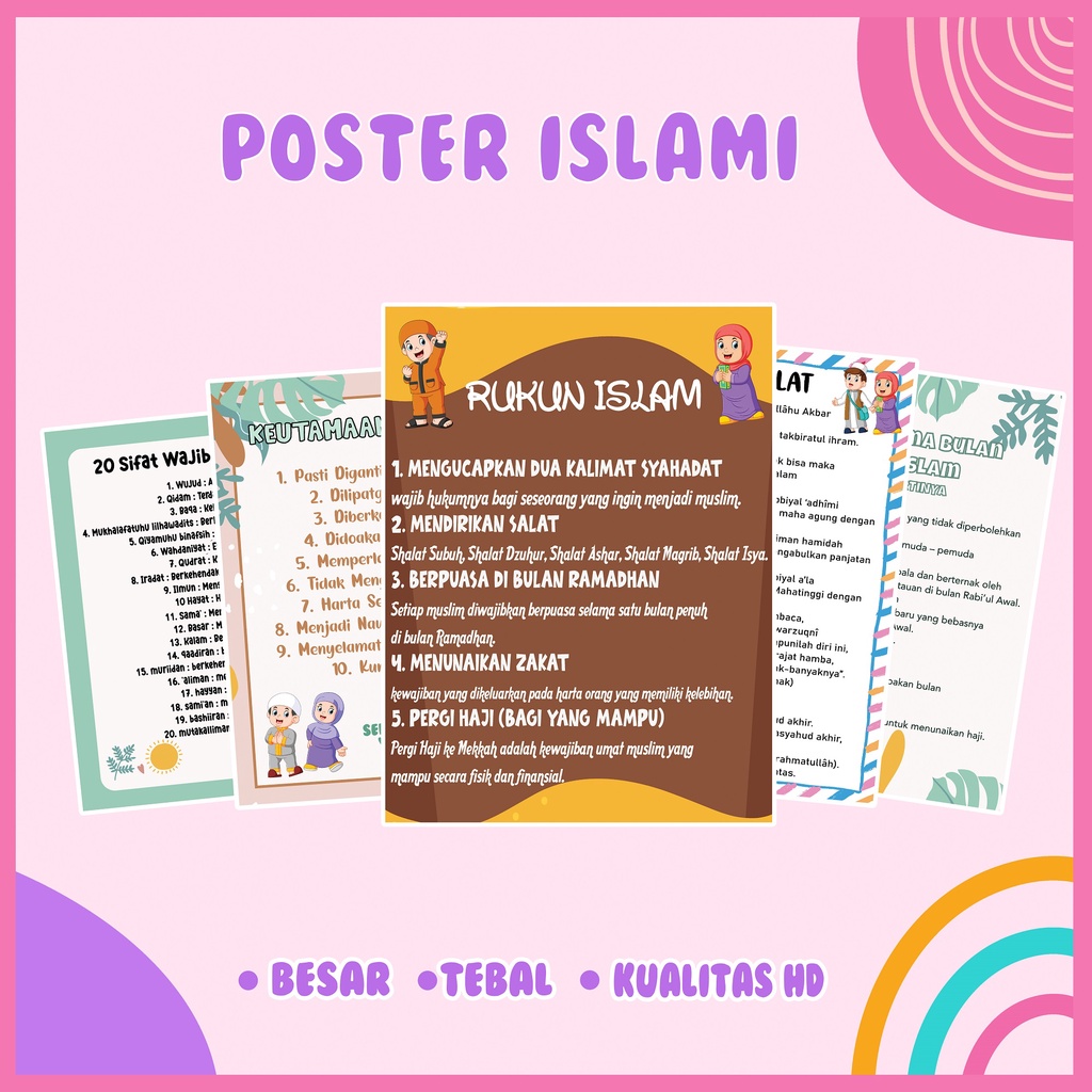 POSTER DINDING TEMA ISLAM BERKUALITAS MURAH MERIAH A3