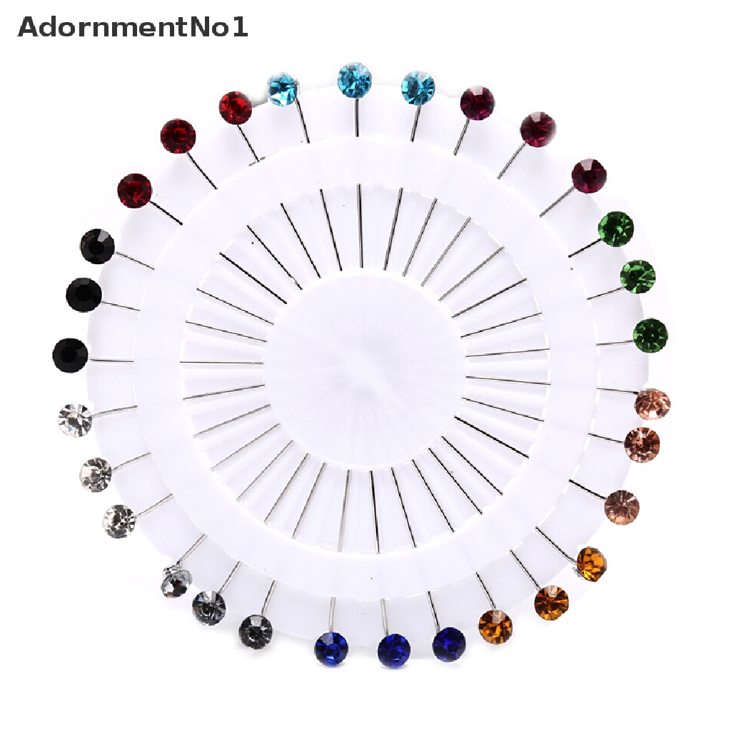 (AdornmentNo1) 30pcs / Set Bros / Pin Bentuk Snag Aksen Kristal Warna-Warni Untuk Aksesoris Hijab / Dress Wanita