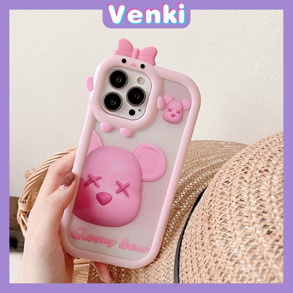 iPhone Case Silicone Soft Case Clear Case Airbag Shockproof Protection Camera Shiny Feel Pink Bear Cartoon Compatible For iPhone 11 Pro Max 13 Pro Max 12 Pro Max 7Plus xr XS Max