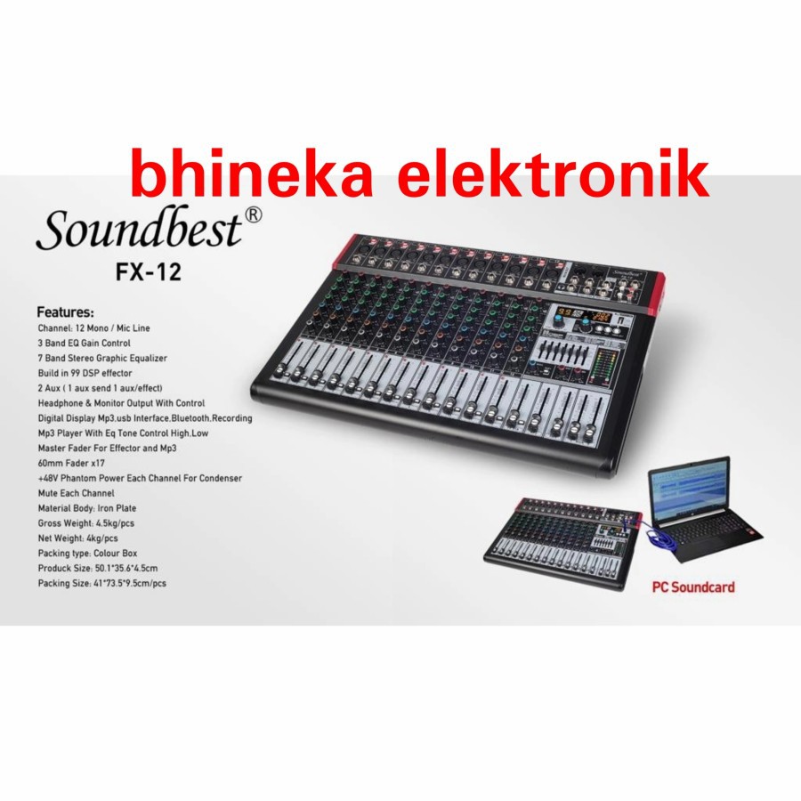 MIXER AUDIO SOUNDBEST FX12 / FX 12 MIXER 12CHANNEL ORIGINAL