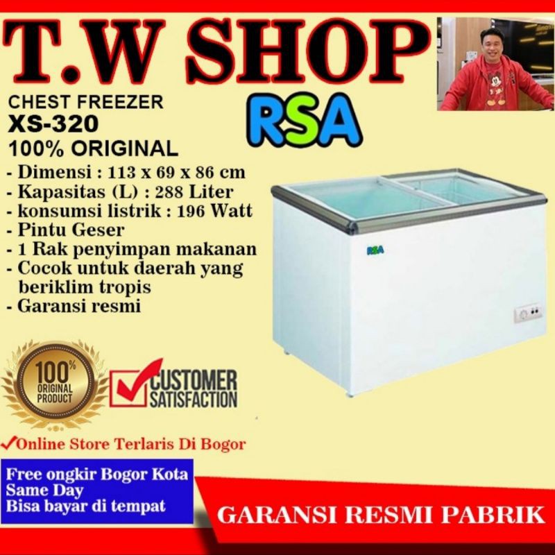 RSA XS 320 CHEST FREEZER BOX SLIDING LEMARI PEMBEKU 288 LITER BY GEA