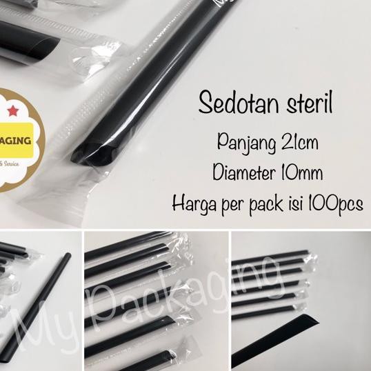 TREN MASA KINI Sedotan Plastik 10mm 21cm 100pcs Bubble BOBA XI.BOBA Steril Bungkus Plastik Lurus Run