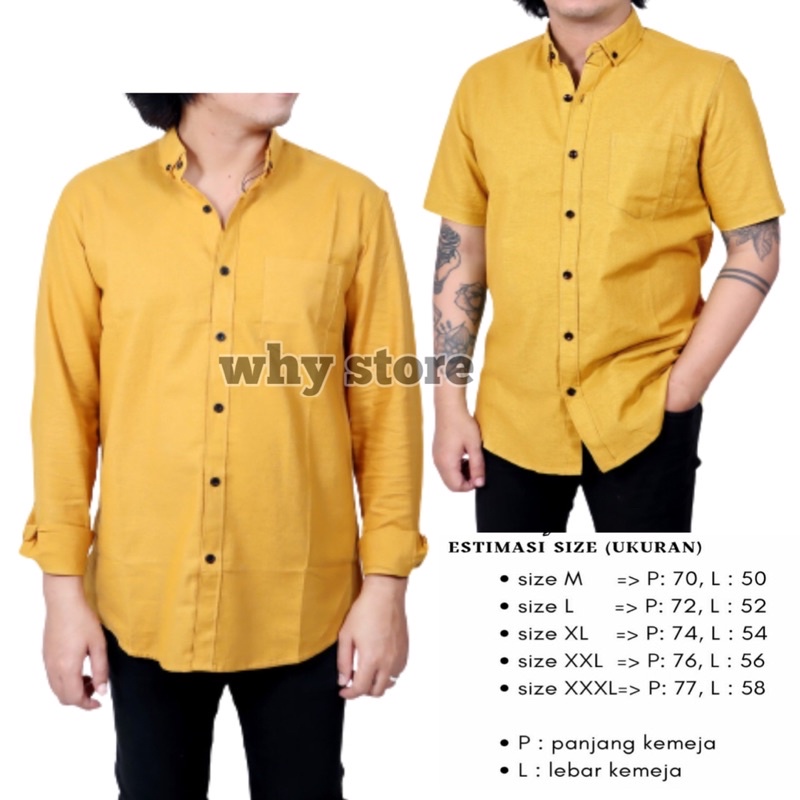 kemeja kuning pria lengan panjang kemeja kuning mustard lengan pendek hem cowok kunyit tangan pendek slimfit anak laki laki dewasa slim fit acara kerja, santai dan klasik