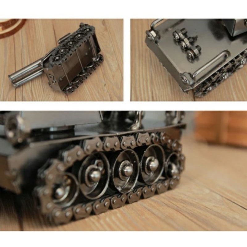 Miniatur Tank Buatan Tangan Besi Tempa ( 17.3cm )