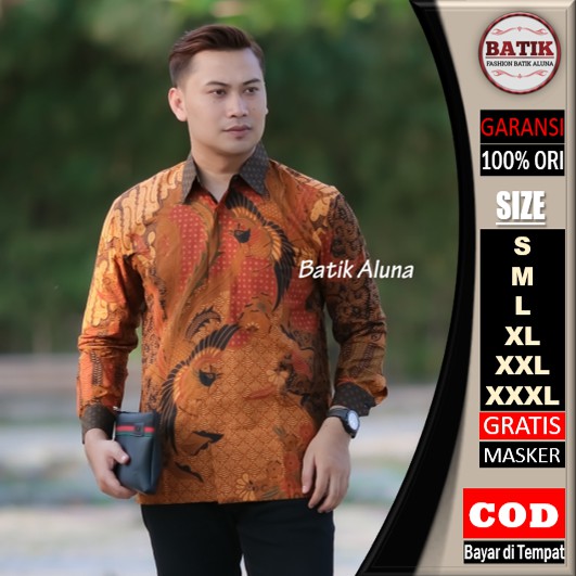 Atasan Batik Pria Lengan Panjang Baju Kemeja Batik Pria Lengan Panjang Premium Jumbo ASD 093