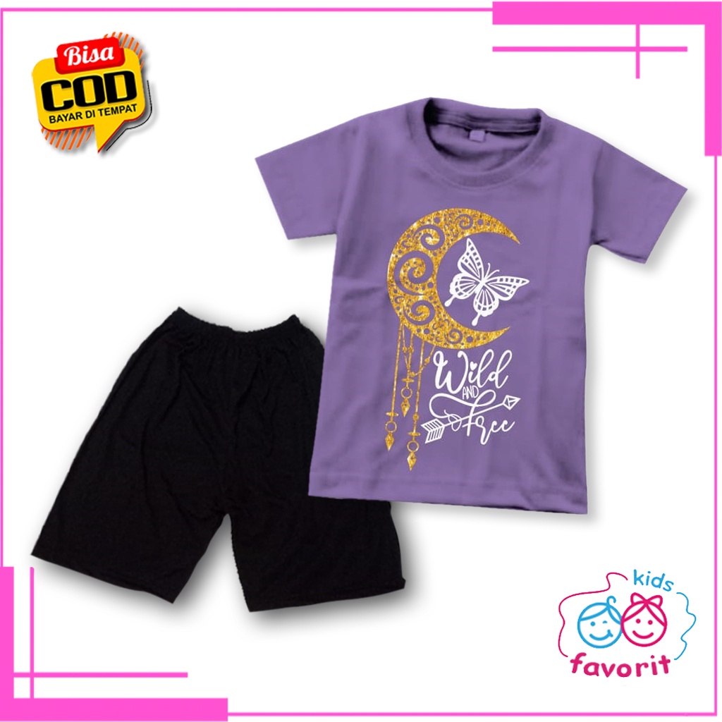 Favorit kids setelan kaos anak perempuan gambar kupu-kupu | Set anak perempuan