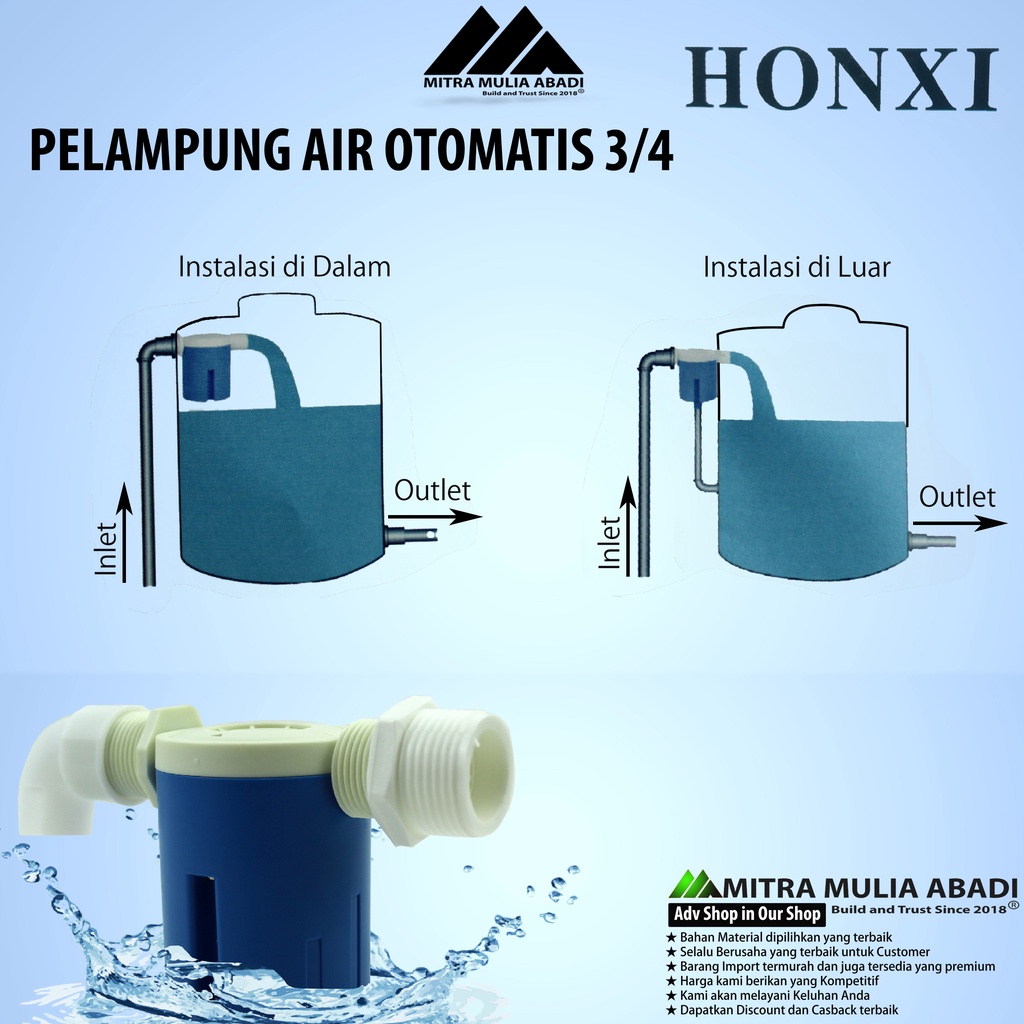 Pelampung Kran Air Otomatis 3/4 Inchi | Automatic Water Level Control