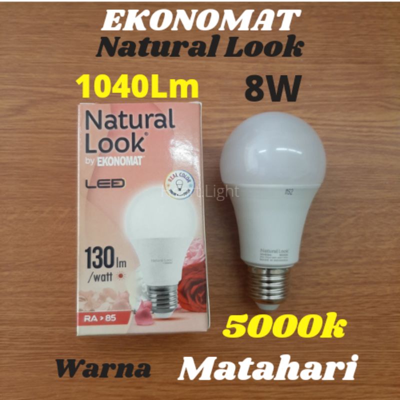 LAMPU LED EKONOMAT NATURAL LOOK 8W 5000K WARNA MATAHARI 1040 LM/LAMPU VIDIOGRAFI 8WATT 5000K 1040LUM