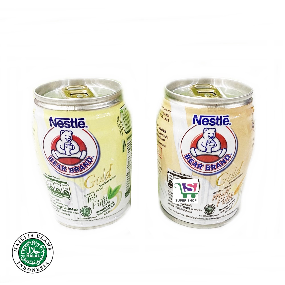 nestle bear brand gold malt putih   white tea 140 ml   susu beruang