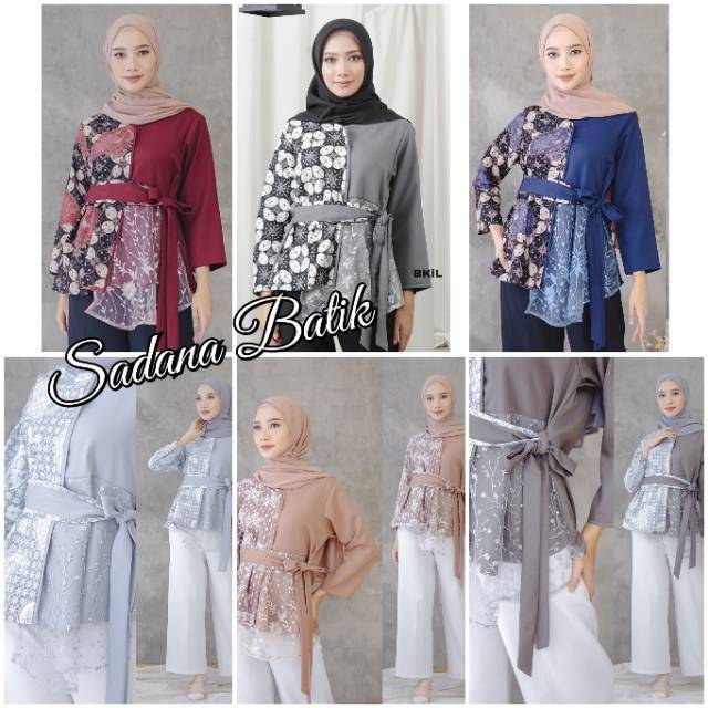 Batik Wanita Kekinian Blouse Batik Brokat Batik Kombinasi
