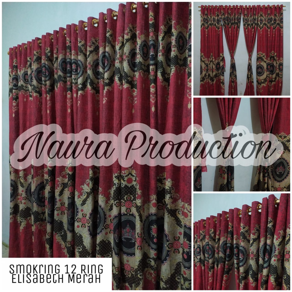 (COD) Gorden Smokring / Hordeng Motif Smokring Ring 12 Bisa Jendela Motif Sultan Elizabeth Merah