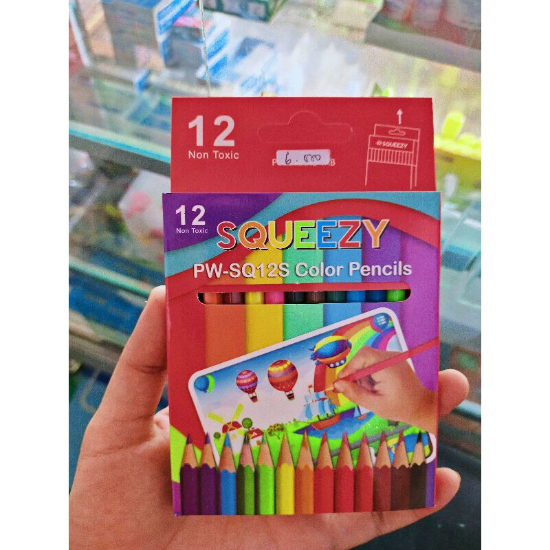 

color pencils / pensil warna / pewarna pensil squeezy (pendek) PW-SQ12S