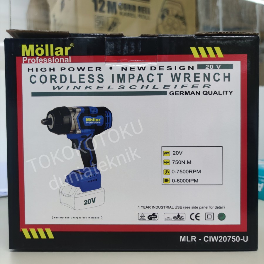 MOLLAR CIW20750 Cordless Impact Wrench Brushless 750 Nm / JLD 750 Nm