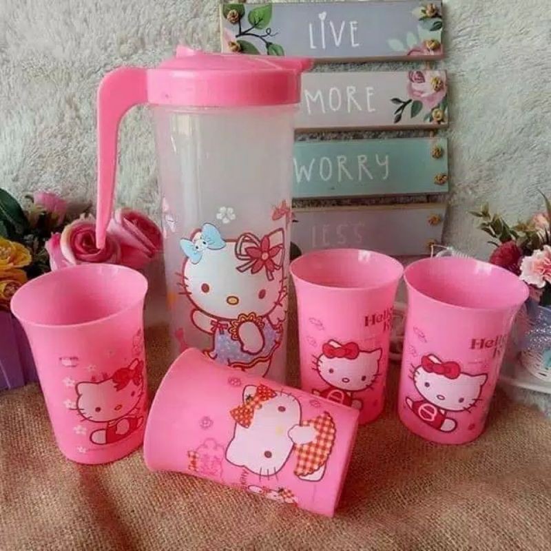 Teko Set /Teko + 4 Buah Gelas Set Karakter Teko Beranak Gelas BPA Free