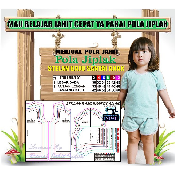 Pola Setelan Anak Pola Stelan kaos santai anak Pola JIplak kaos anak Pola Instan Kaos anak Pola Baju
