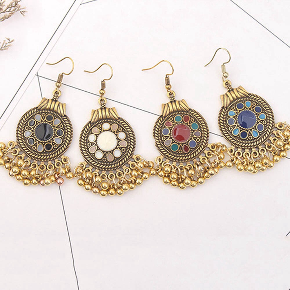 Anting Gantung Panjang Model Rumbai Manikmanik Metal Gaya Vintageindianetnik Untuk Wanita