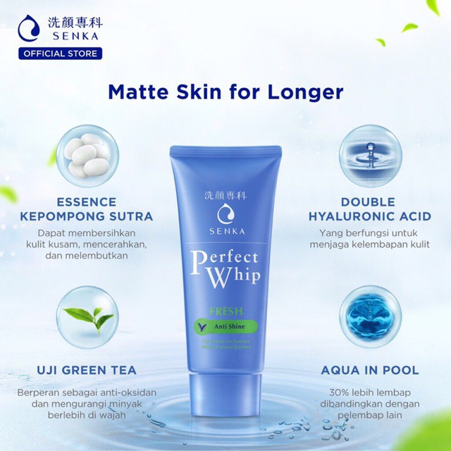 ❣️Rakkistore99❣️ Senka Perfect Whip Fresh Anti Shine Facial Wash 50g / 100g (100% Original)