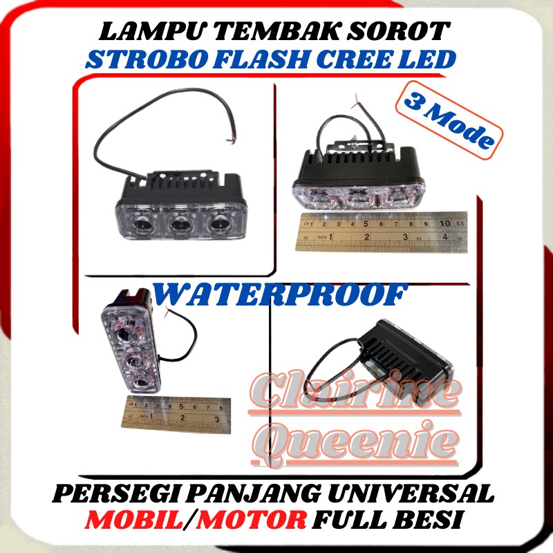 Lampu Tembak Sorot Strobo Led Mini Motor Mobil 12 Volt 3 Mode