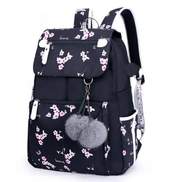 Tas Sekolah Anak Perempuan / Tas Sekolah Murah / Tas Ransel Anak Motif Terbaru Bunga Sakura Free Pom