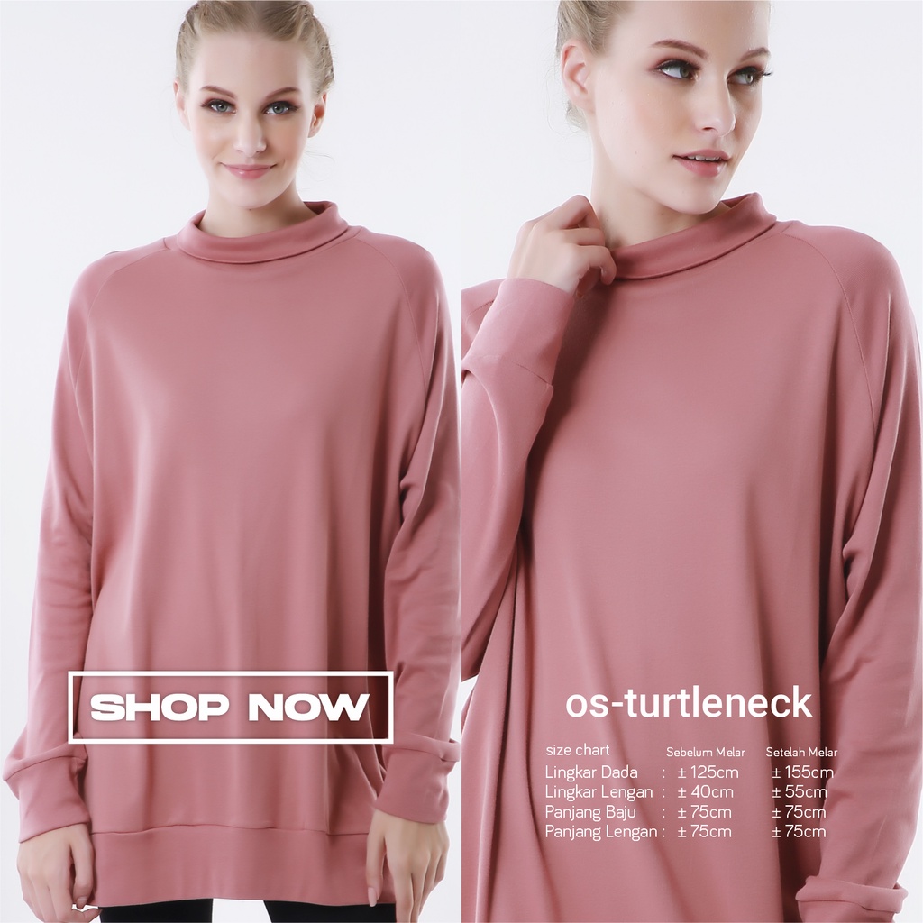 Turtleneck Wanita Oversize Rib Knit Cotton Jumbo Femon Ritch