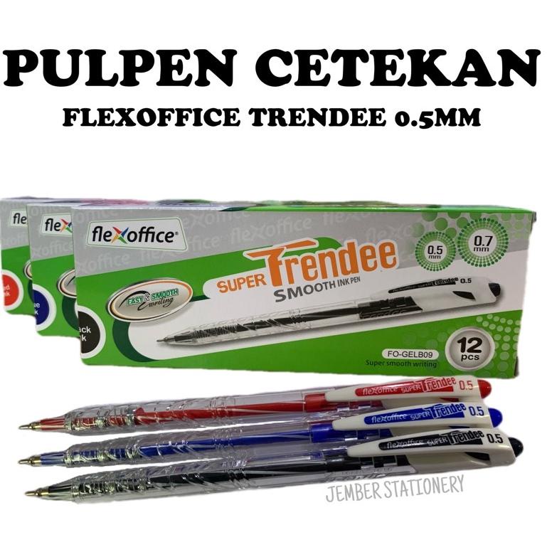 

ㅉ (12pcs) Pulpen Flexoffice Trendee 0.5mm Cetekan Hitam / Biru / Merah HOT ITEM 3399 ღ
