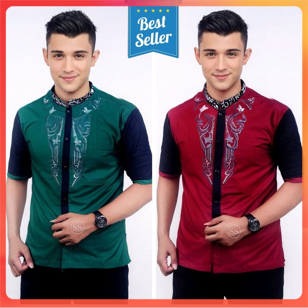 [ANS BATIK] BAJU KOKO BORDIR PRIA LENGAN PENDEK TERLARIS WRT563