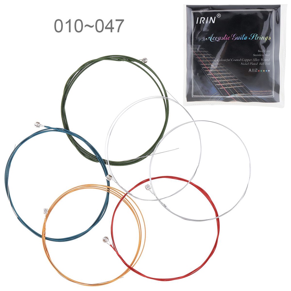 6pcs / set 010-047 Inch Senar Gitar Akustik Bahan Tembaga Alloy Warna Warni