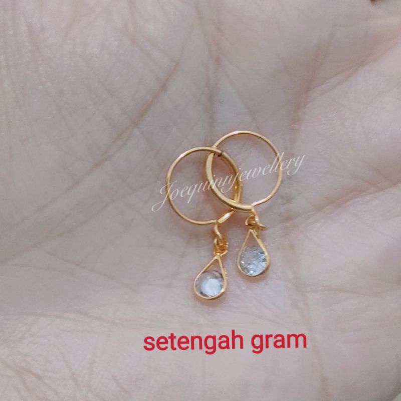 anting air mata kaitan bulet emas muda