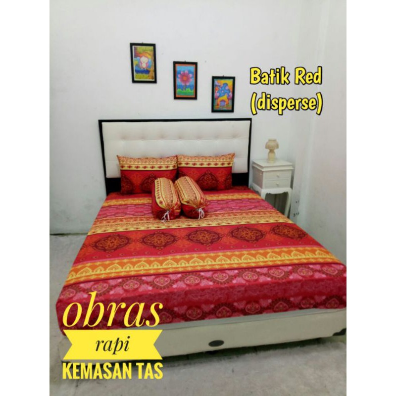 Sprei Katun Motif Batik Red