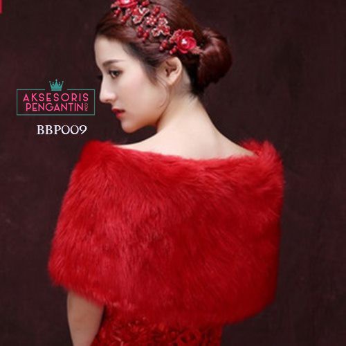 [PALING MURAH] BOLERO KARDIGAN BOLERO PENGANTIN BULU BLUDRU PREMIUM MERAH BBP009