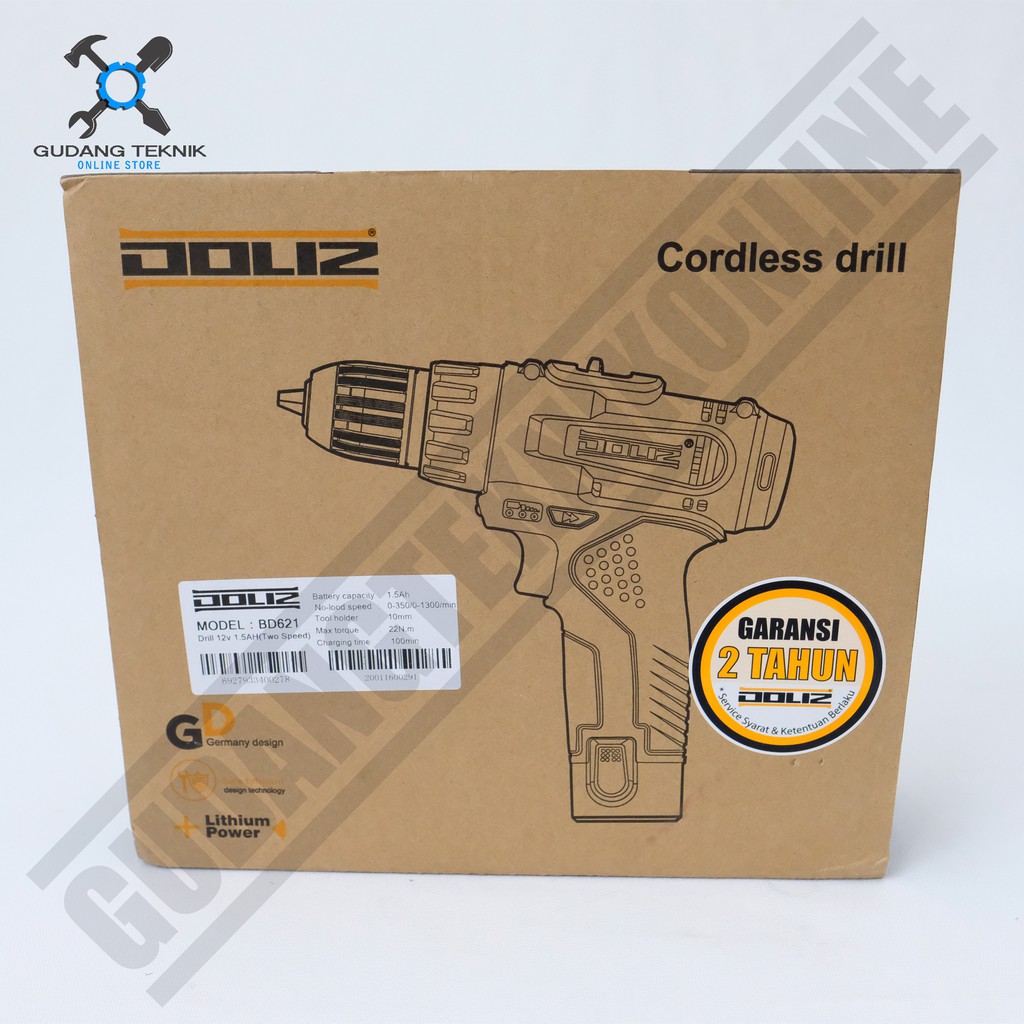 Bor Cordless Doliz BD621 - Mesin bor Baterai Doliz BD 621