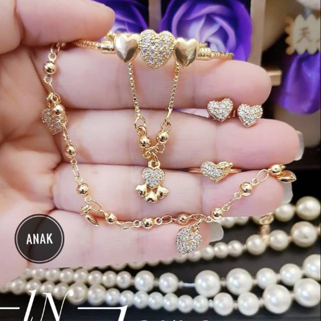 Xuping set perhiasan anak lapis emas 18k