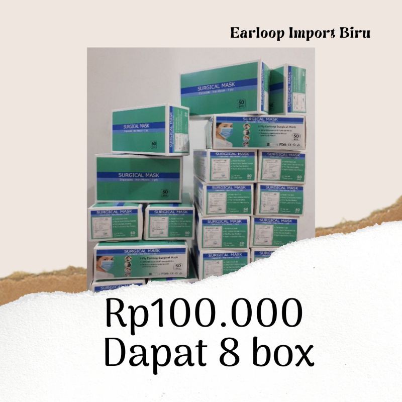 GROSIR MURAH -  Earloop Import Biru (BOX BISA BERUBAH-UBAH)