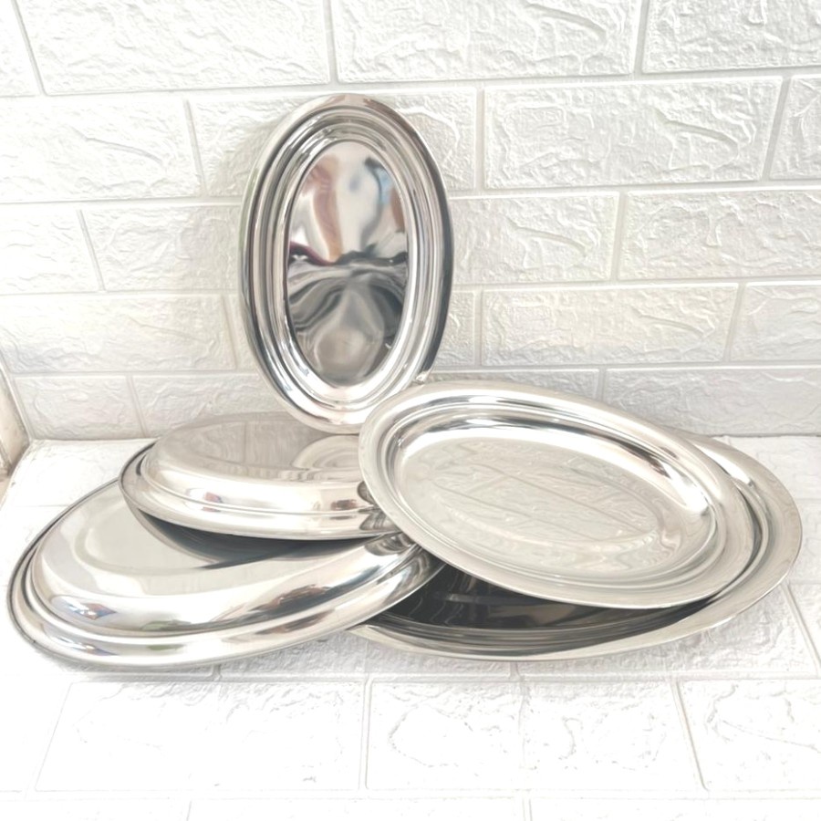 Piring Oval Piring Tim Ikan Piring Stainless Tebal Premium