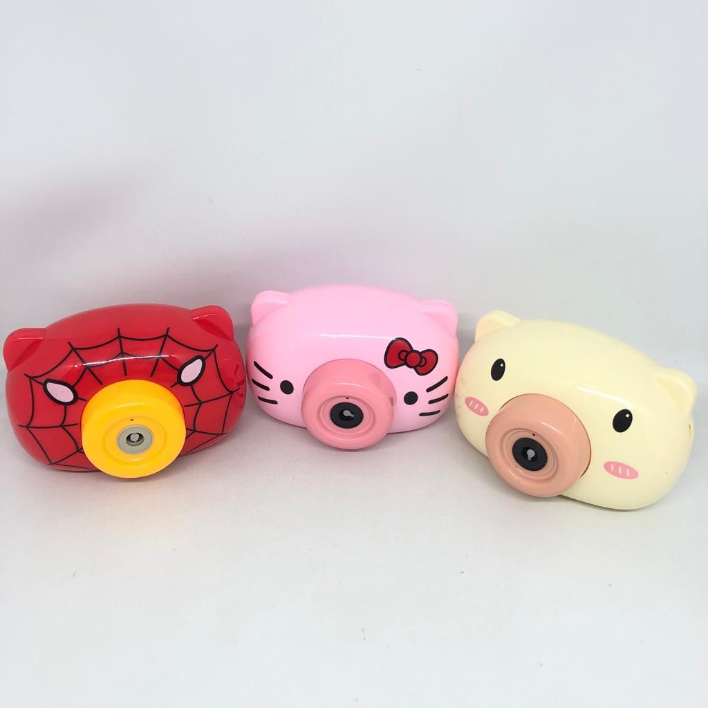 Mainan anak bubble camera electric / bubble kamera karakter Kitty Spiderman
