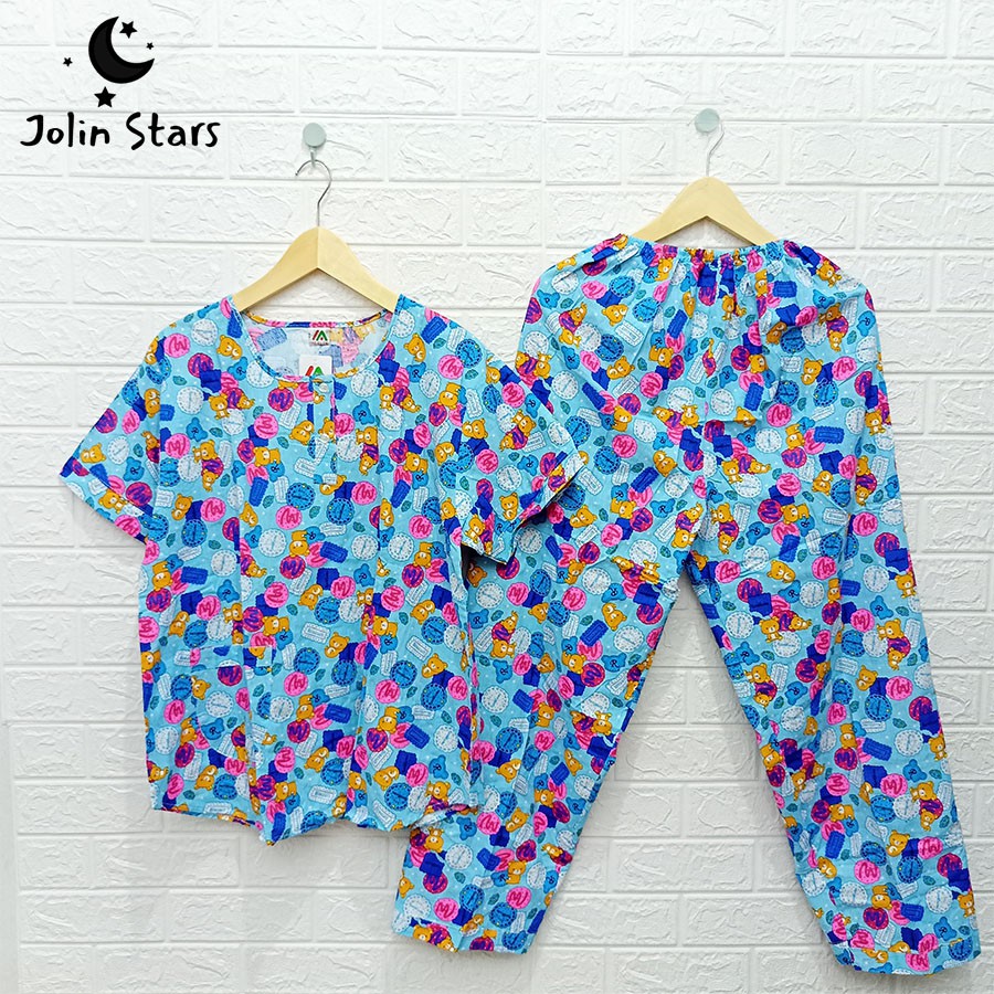 Baju Tidur Merlin Katun  Piyama Wanita CP Dewasa ( Lengan Pendek, Celana Panjang cute )