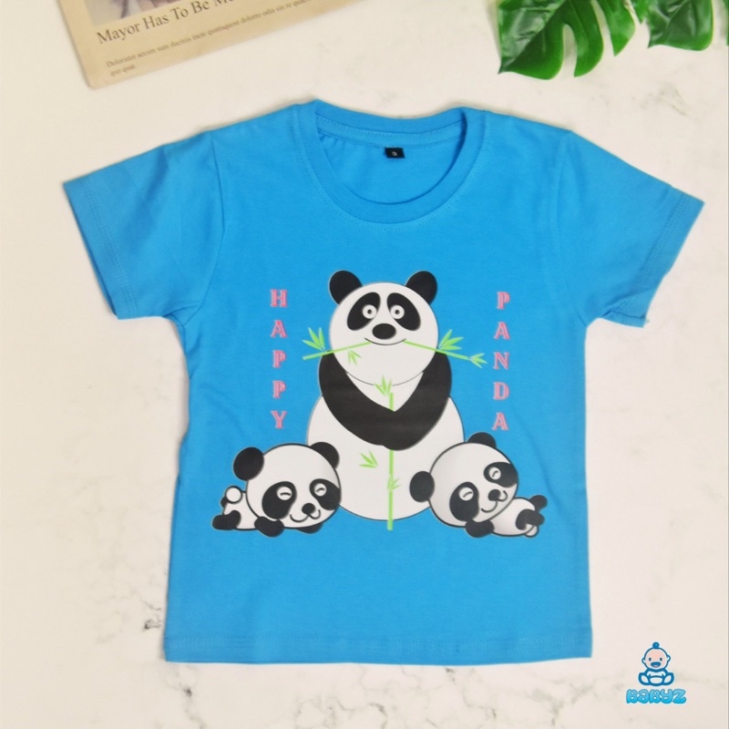 Kaos T-Shirt Baju Anak Laki Laki Perempuan Unisex Family Shirt Model Panda Happy Family