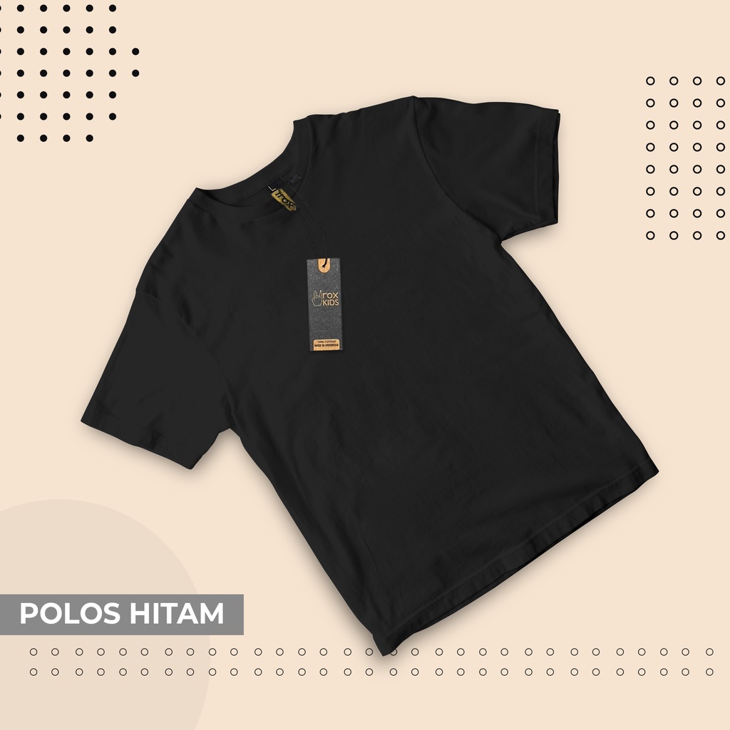 Baju Kaos Anak Polos Hitam Unisex Laki-laki Perempuan Usia 1 2 3 4 5 6 7 8 9 10 Tahun Irox Kids