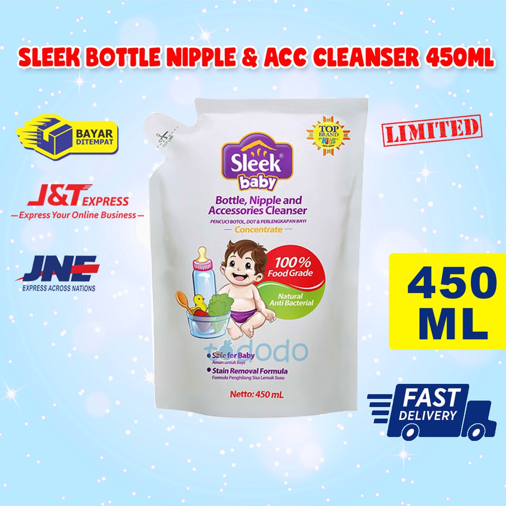 Sleek Bottle Nipple &amp; Accesories Cleanser 450ml - Sabun Pencuci Botol