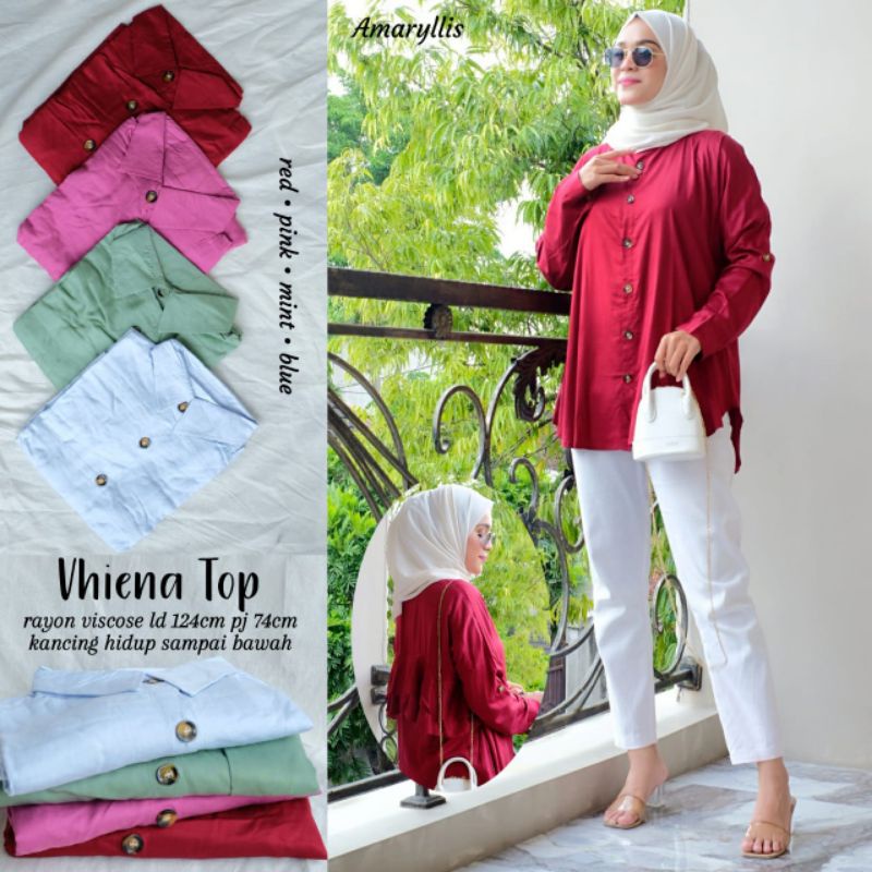 Kemaja Wanita Kekinian Premium Terbaru Atasan Wanita Vhiena TOP by Amaryllis Kemeja Bagus Wanita Dew