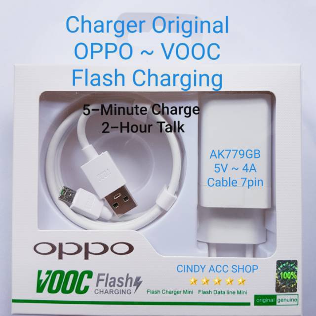 Charger Casan VOOC ORIGINAL 100 REAL 4A F9 F1 Plus Flash Charging Aktif