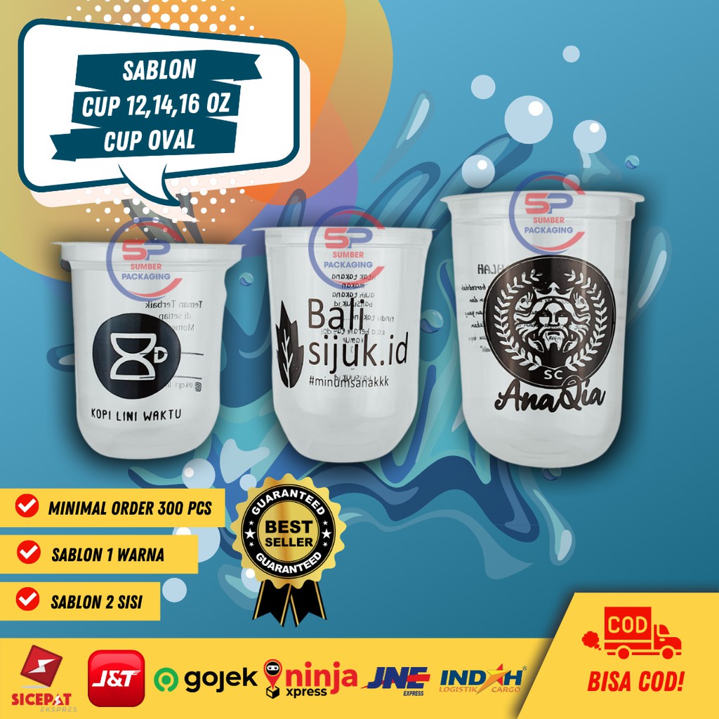 SABLON CUP SABLON CUP PRINTING OVAL PLASTIK CUP GELAS CUP OVAL 12OZ 14OZ 16OZ MINIMAL ORDER 300 PCS