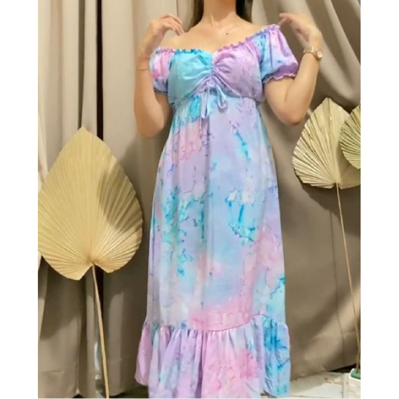 Dress sabrina rample panjang