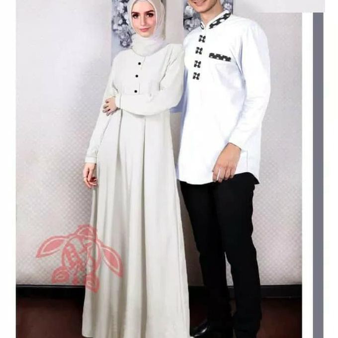 Baju Koko Muslim Couple Putih White